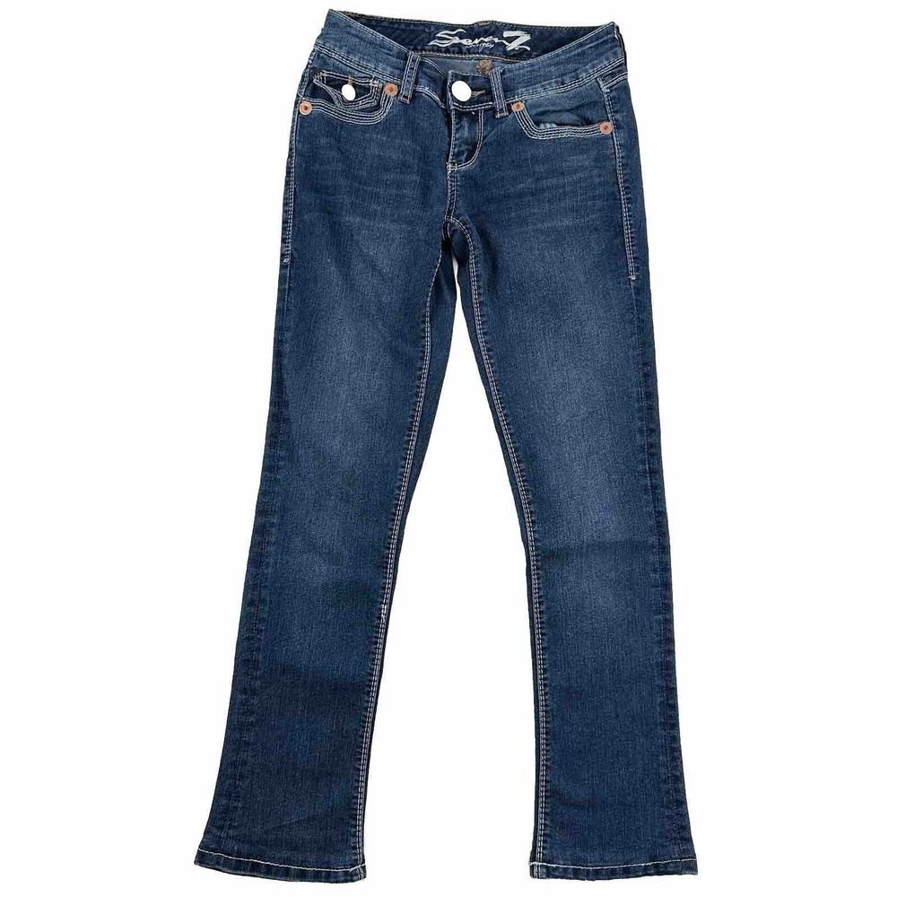 Seven 7 Womens Rocker Slim Jeans 26x27 Blue Stretch Flap Back Pockets Tag Sz 25 - Picture 2 of 16